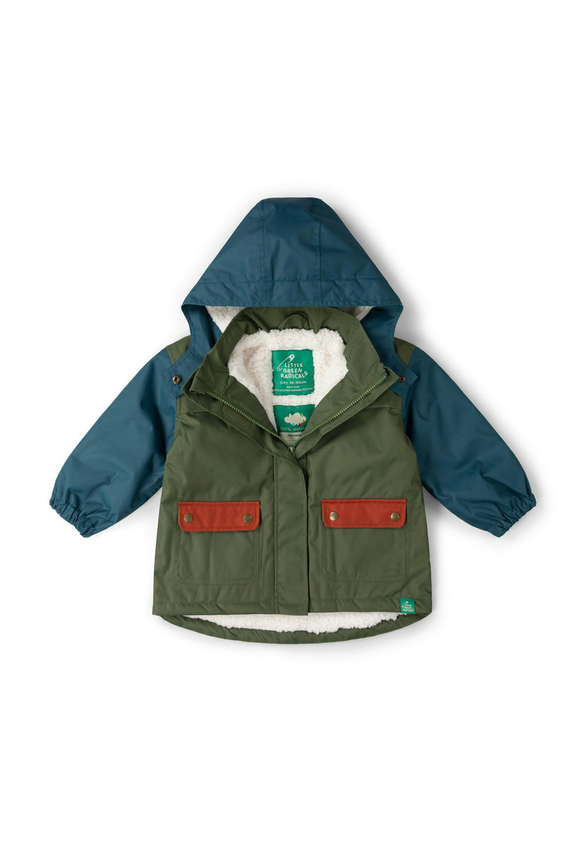 Chive Green Recycled Waterproof Winter Coat, Green