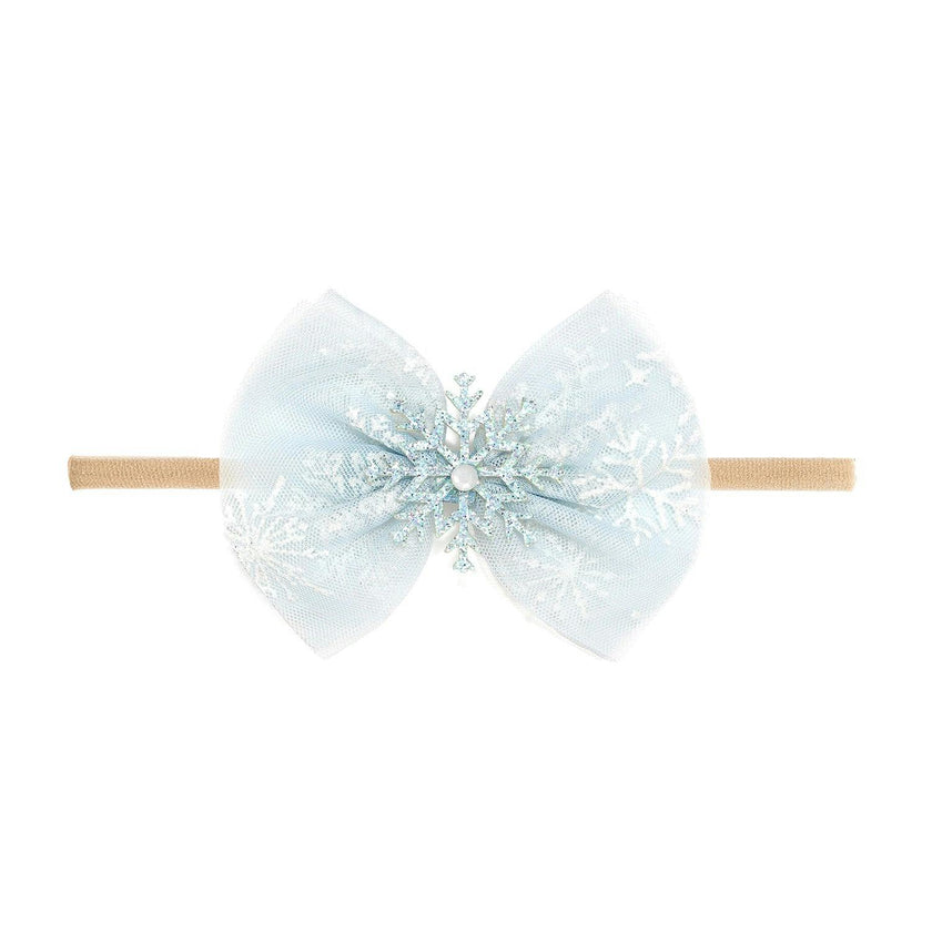 Glitter Snowflake Bow Baby Headband