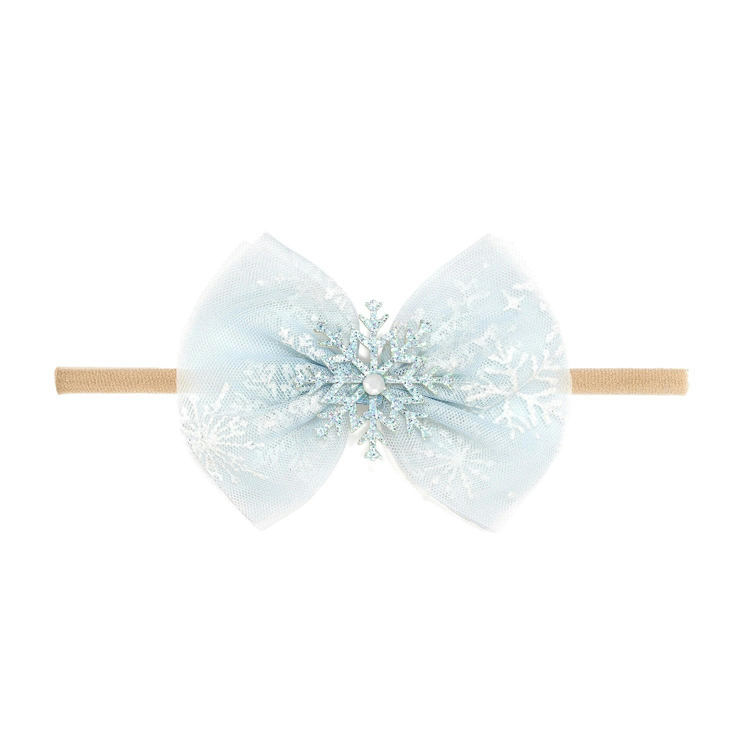 Glitter Snowflake Bow Baby Headband