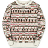 Organic Long Sleeve Intarsia Crew Neck Pullover Sweater, Brown