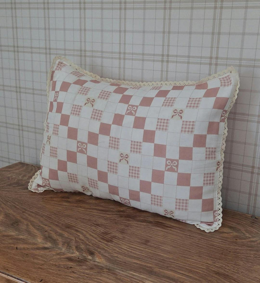 Big Kid Throw Blanket + Sham SET- Pink Bows and Gingham