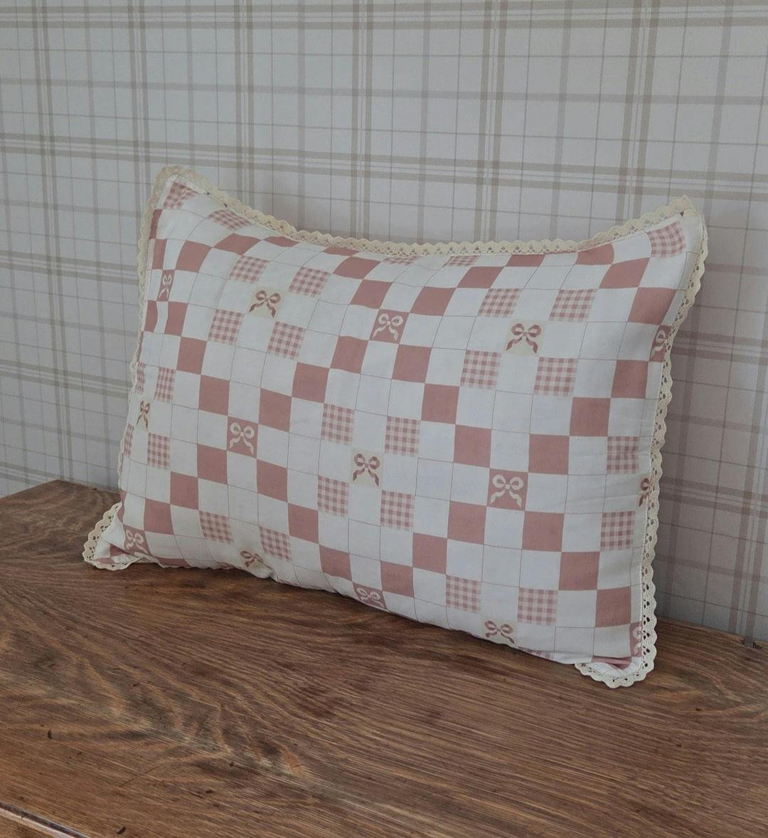 Big Kid Throw Blanket + Sham SET- Pink Bows and Gingham