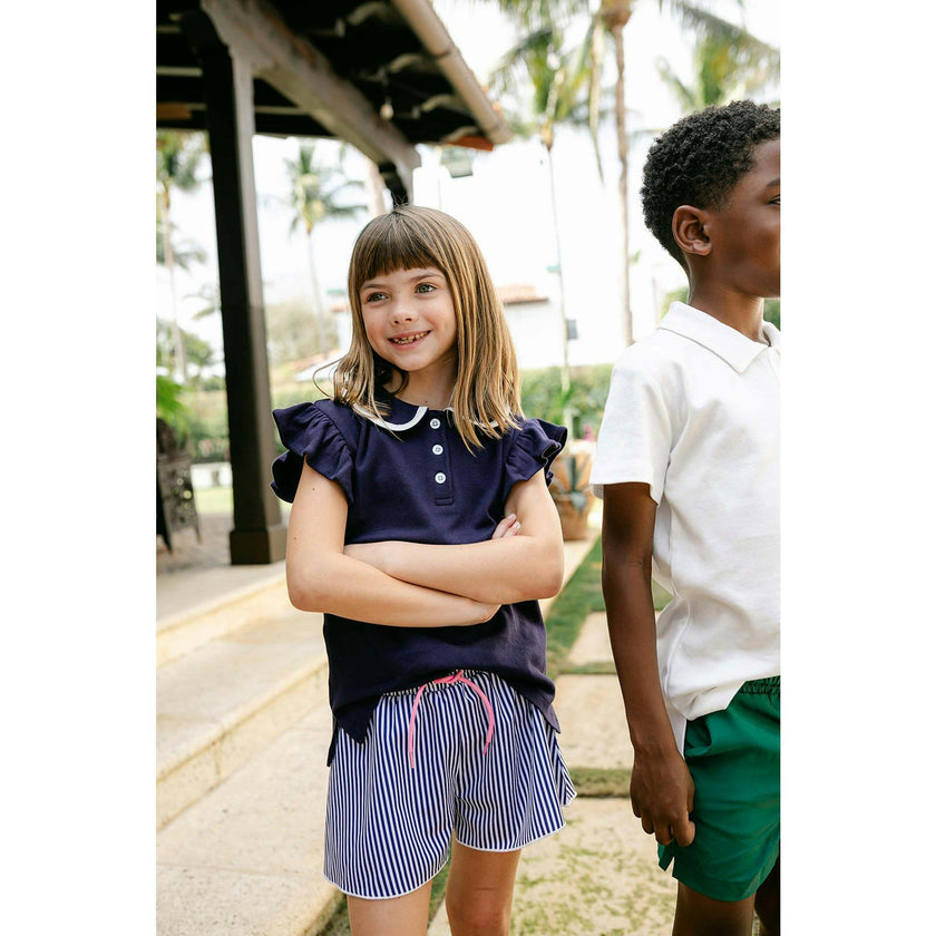 Violet Short  - Navy Pinstripe