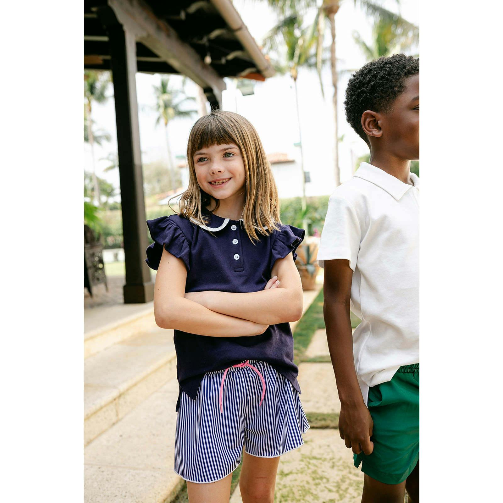 Violet Short  - Navy Pinstripe