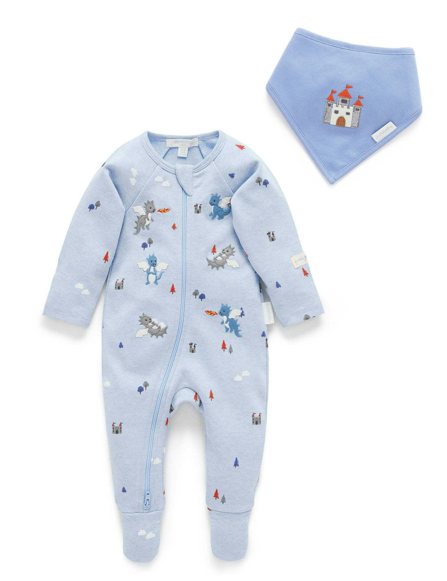 Thick Zip Growsuit Set Castle Print