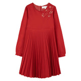 Red Pleated Floral Dress  - FINAL SALE