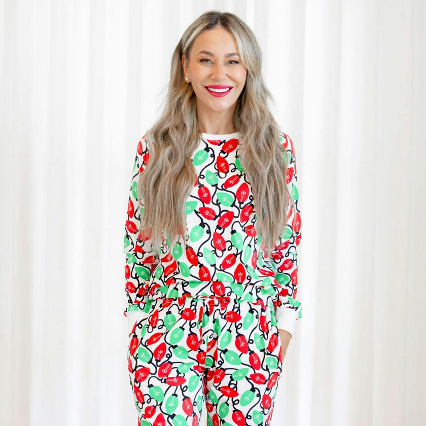 Organic Adult Women's Pajamas - Holiday Lights