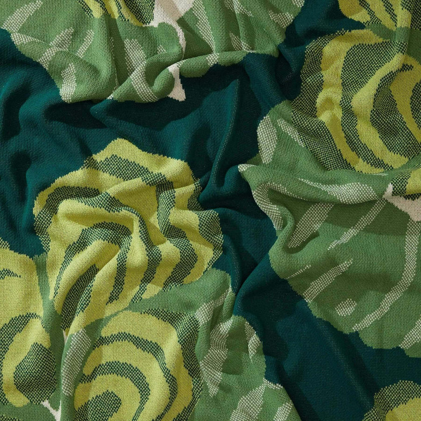 Cotton Sustainable Knit Floral Throw Blanket - Floréal 7 by E.A. Seguy