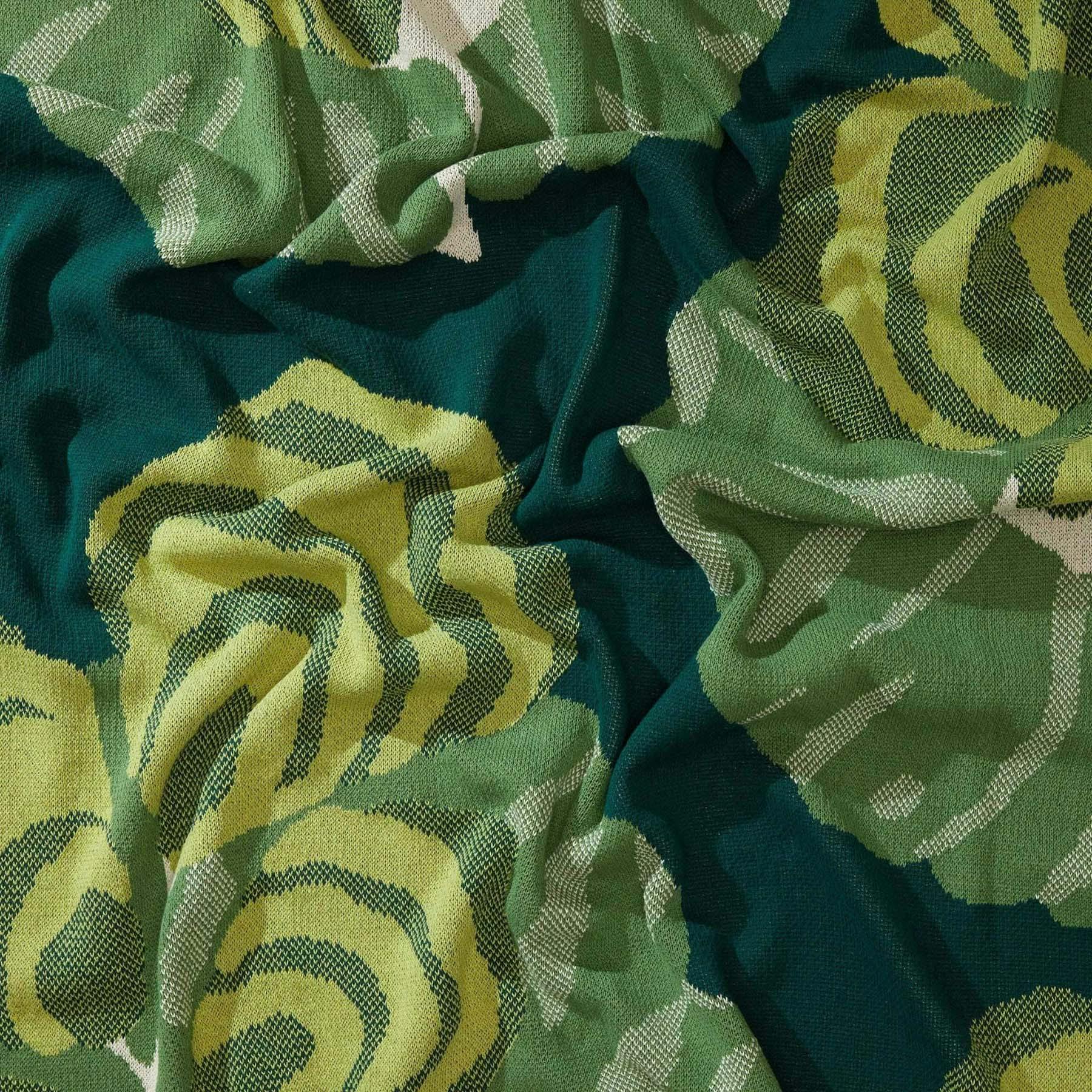 Cotton Sustainable Knit Floral Throw Blanket - Floréal 7 by E.A. Seguy