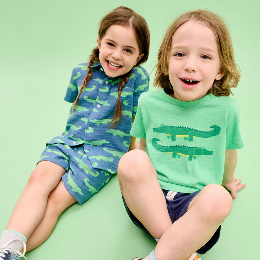 Clearance kids cotton gauze button down in gator pals