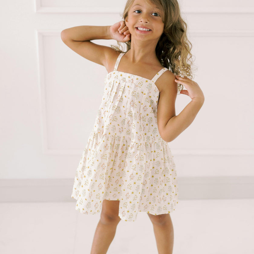 Hikari Pintuck Dress |Golden Blossom