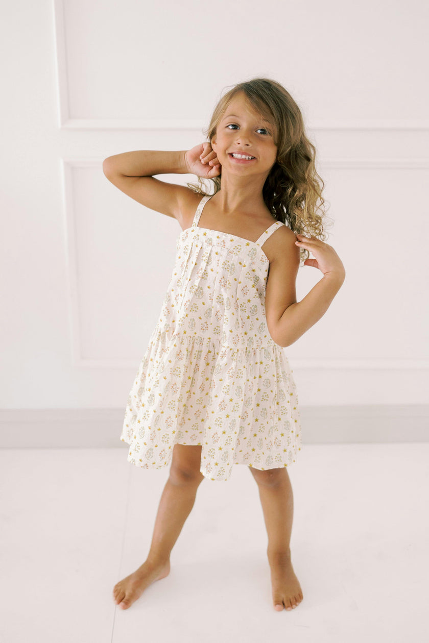 Hikari Pintuck Dress |Golden Blossom