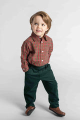 Green Corduroy Fake Fly Pants
