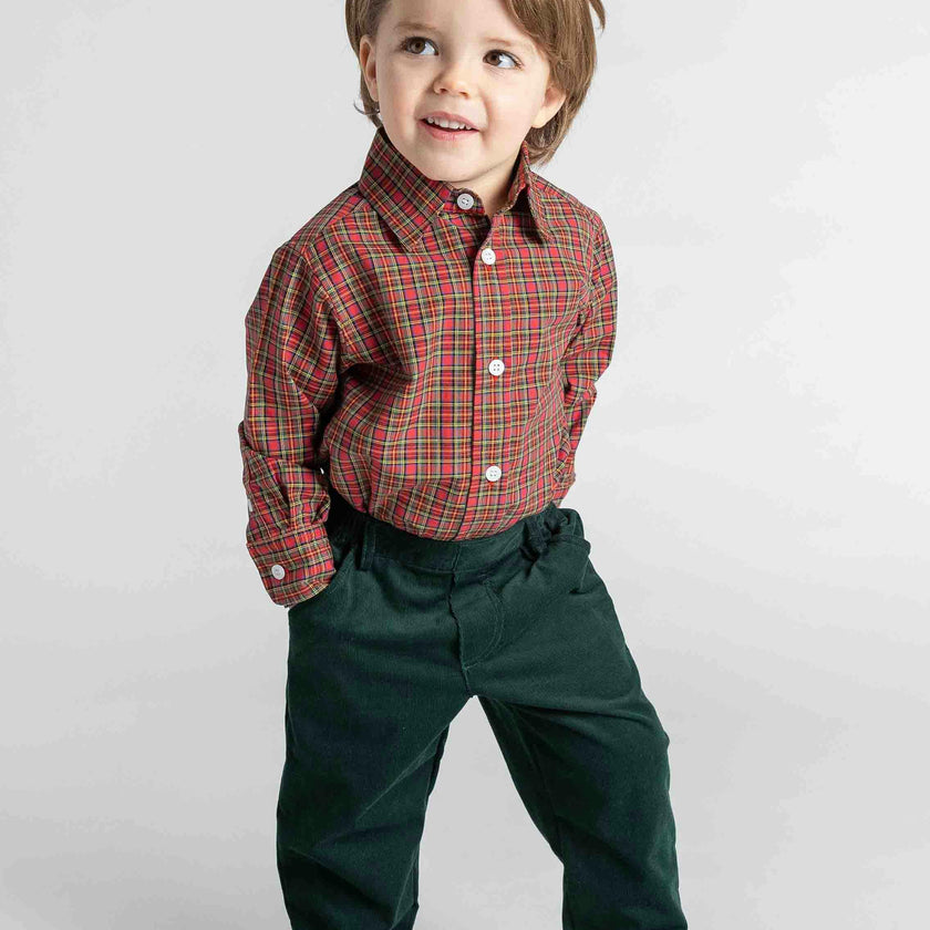 Green Corduroy Fake Fly Pants