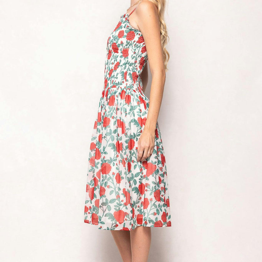 Kimberly Dress in Red Roses