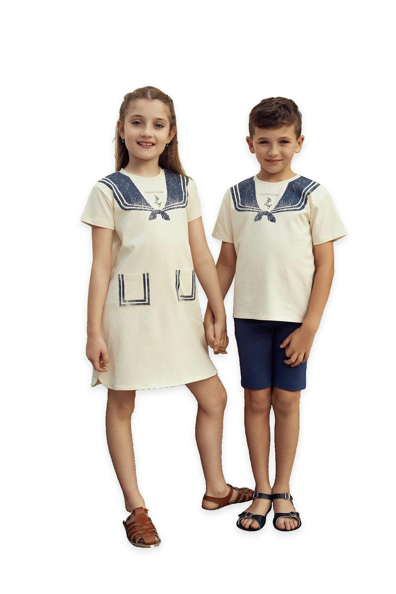 Sailor Collar Printed Tshirt