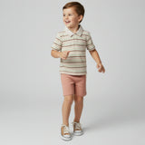 Organic Collar Tee & Shorts Set - Terra Stripes