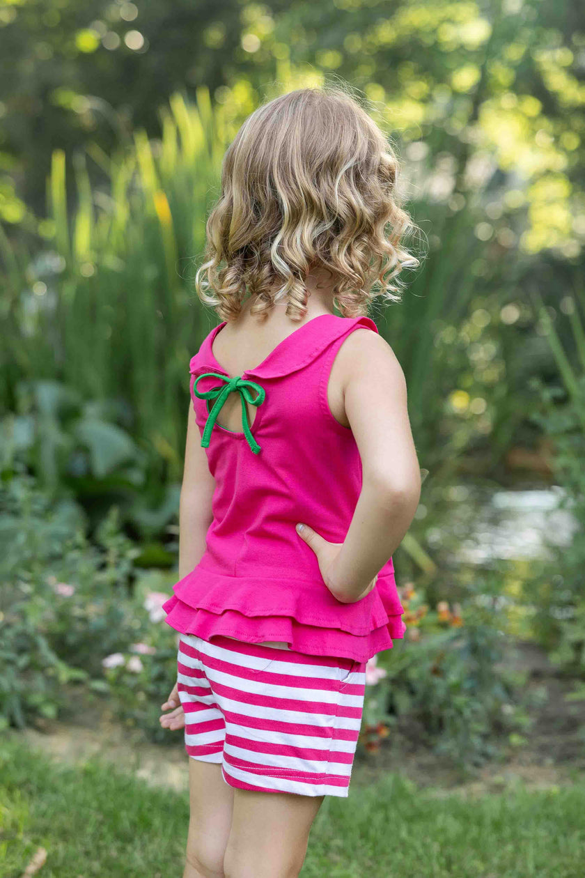 Knit Top With Flower And Short Set