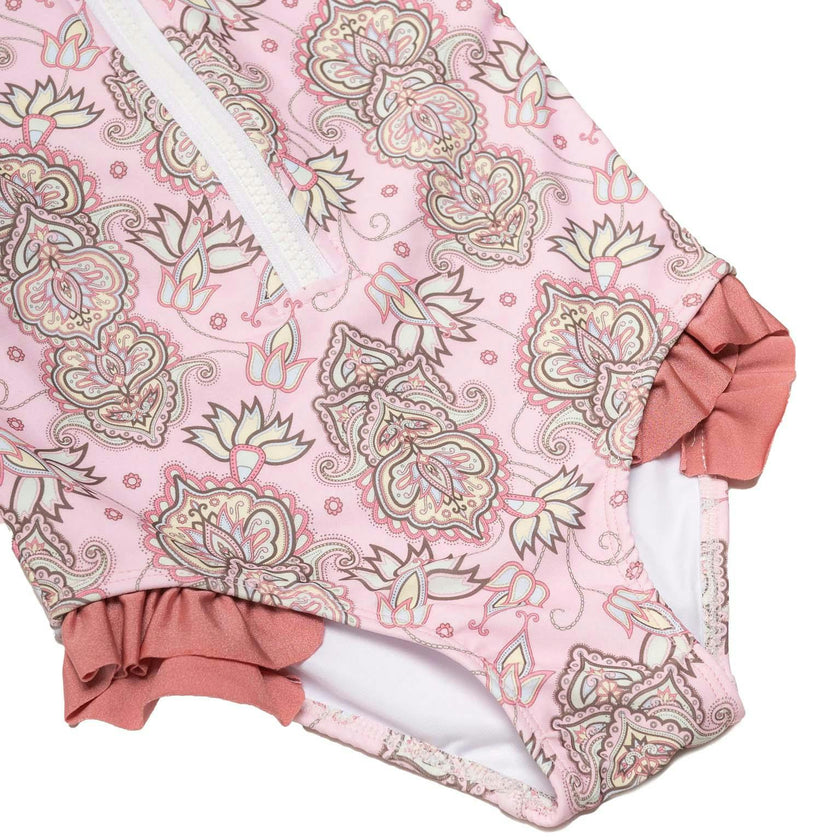 Long Sleeve Zip One Piece Swimsuit - Wild Flower