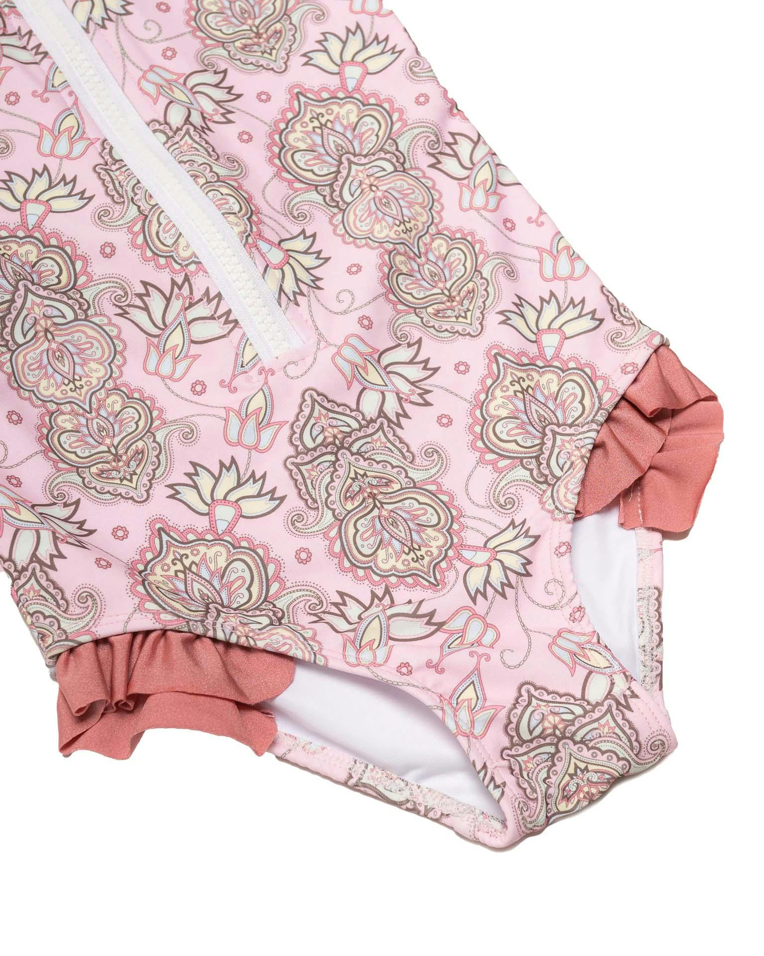 Long Sleeve Zip One Piece Swimsuit - Wild Flower