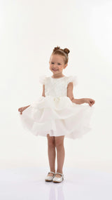 White Collina Teacup Ruffle Dress