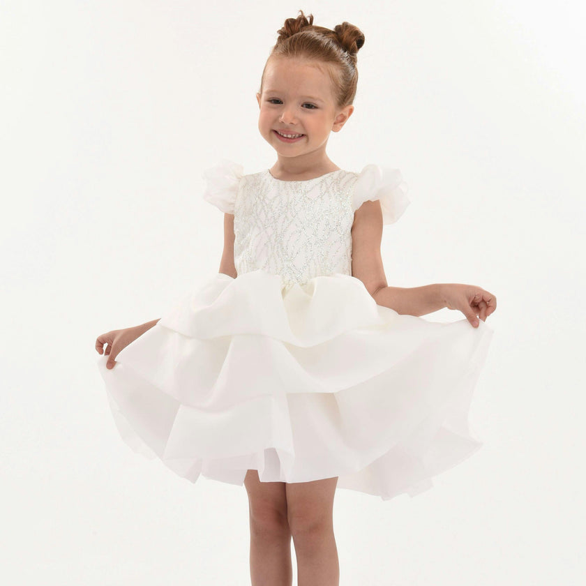 White Collina Teacup Ruffle Dress