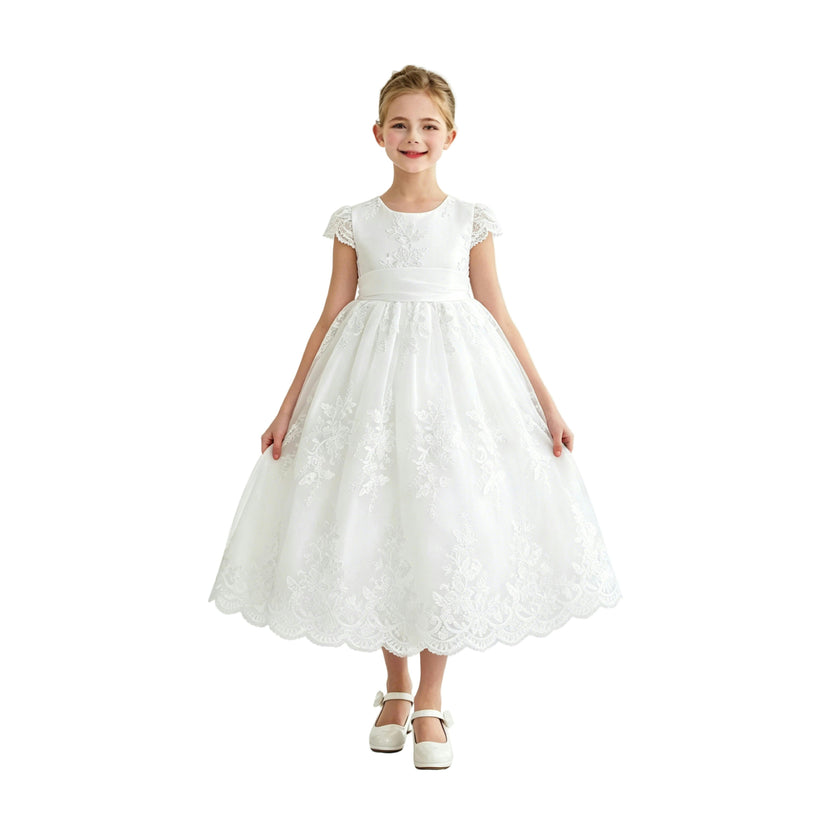 White Valina Lace Communion Dress