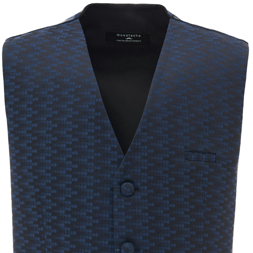 Navy Geometric Print Vest and Bowtie