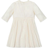 Organic Flutter Sleeve Tiered Eyelet Dress, White