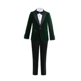 Green Velvet Suit with Black Accents