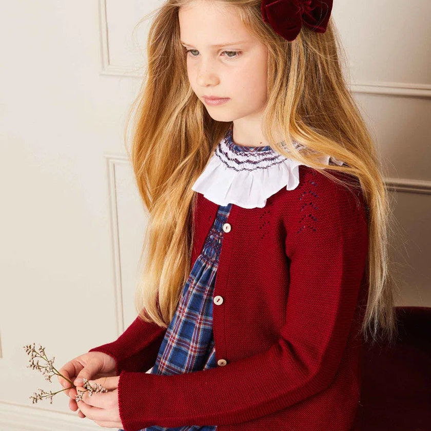 Openwork Cardigan In Burgundy (6mths-10yrs)