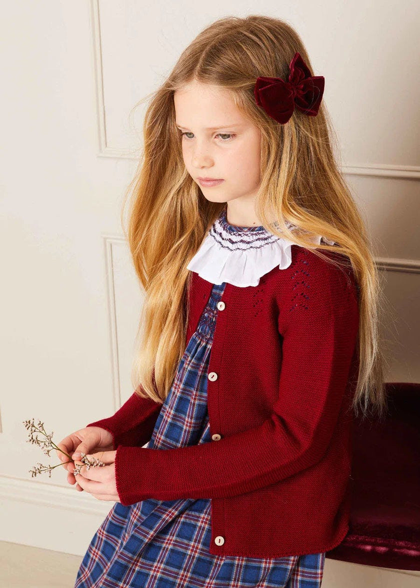 Openwork Cardigan In Burgundy (6mths-10yrs)