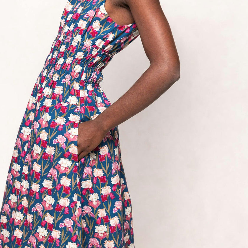Carly Dress in Navy Pressed Petals