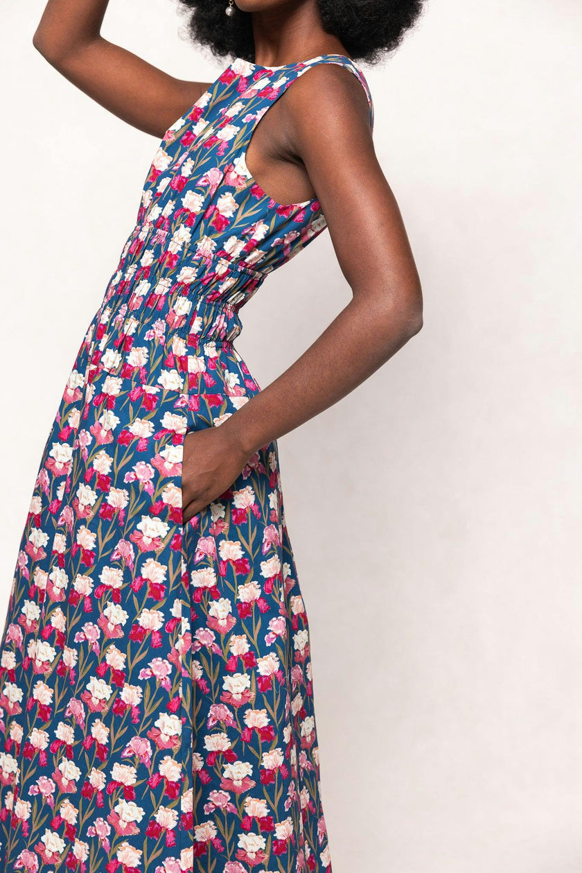 Carly Dress in Navy Pressed Petals
