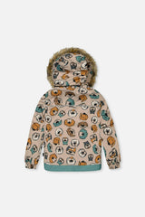 Two Piece Discover Snowsuit Beige Printed with Dogs