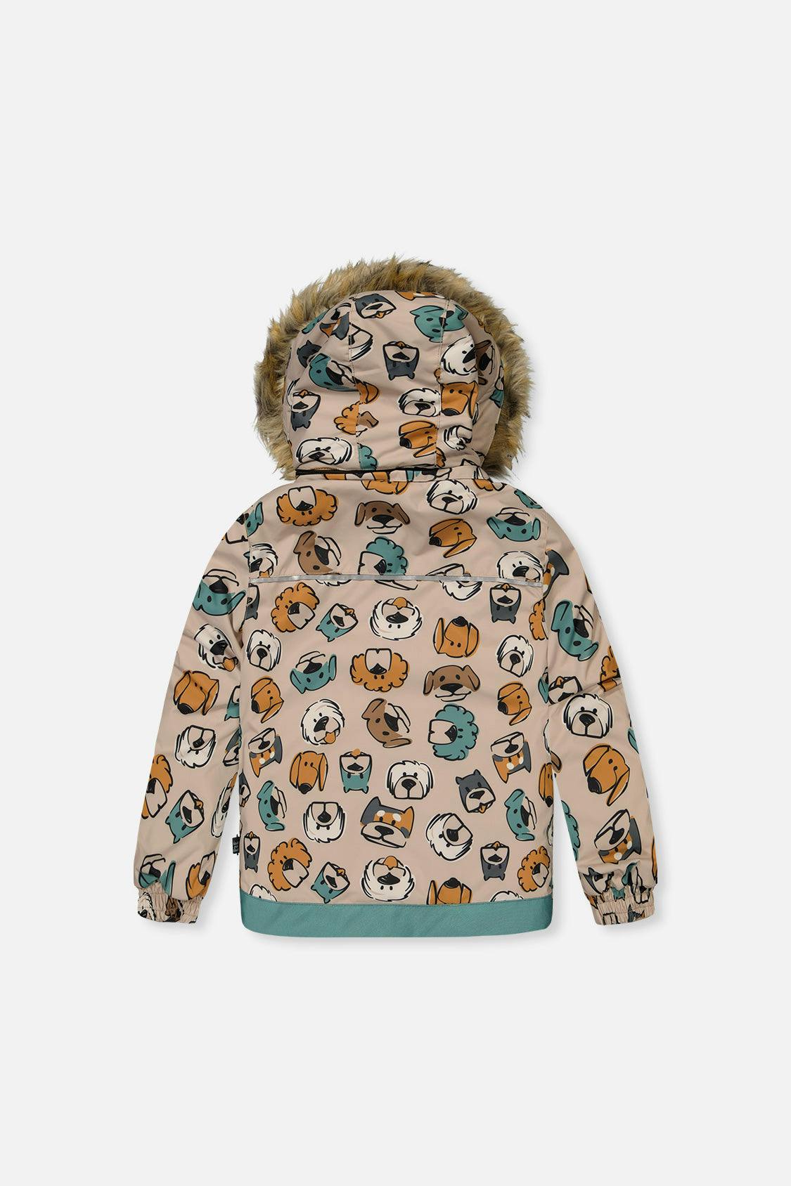 Two Piece Discover Snowsuit Beige Printed with Dogs