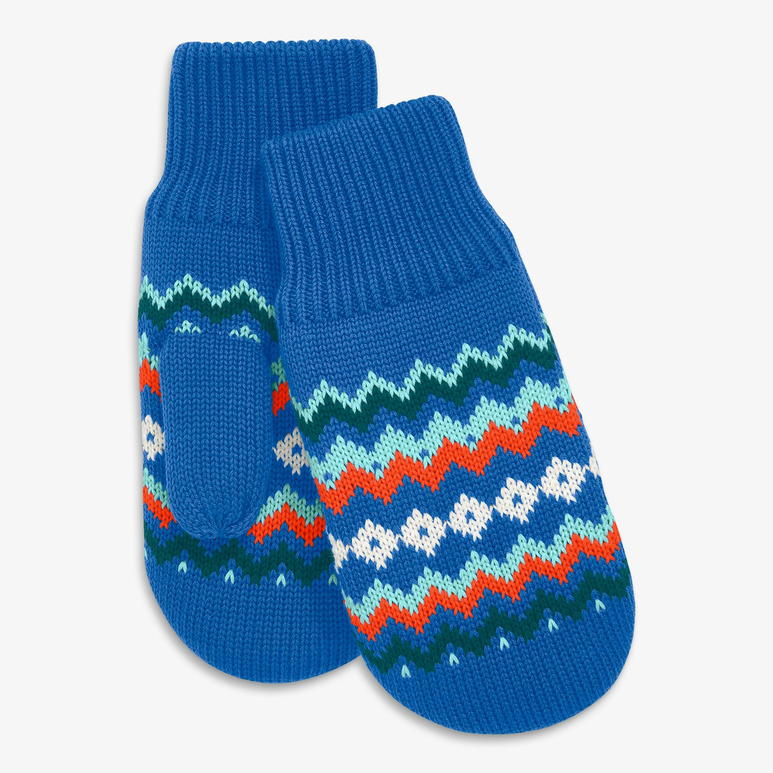 Kids knit mittens in fair isle