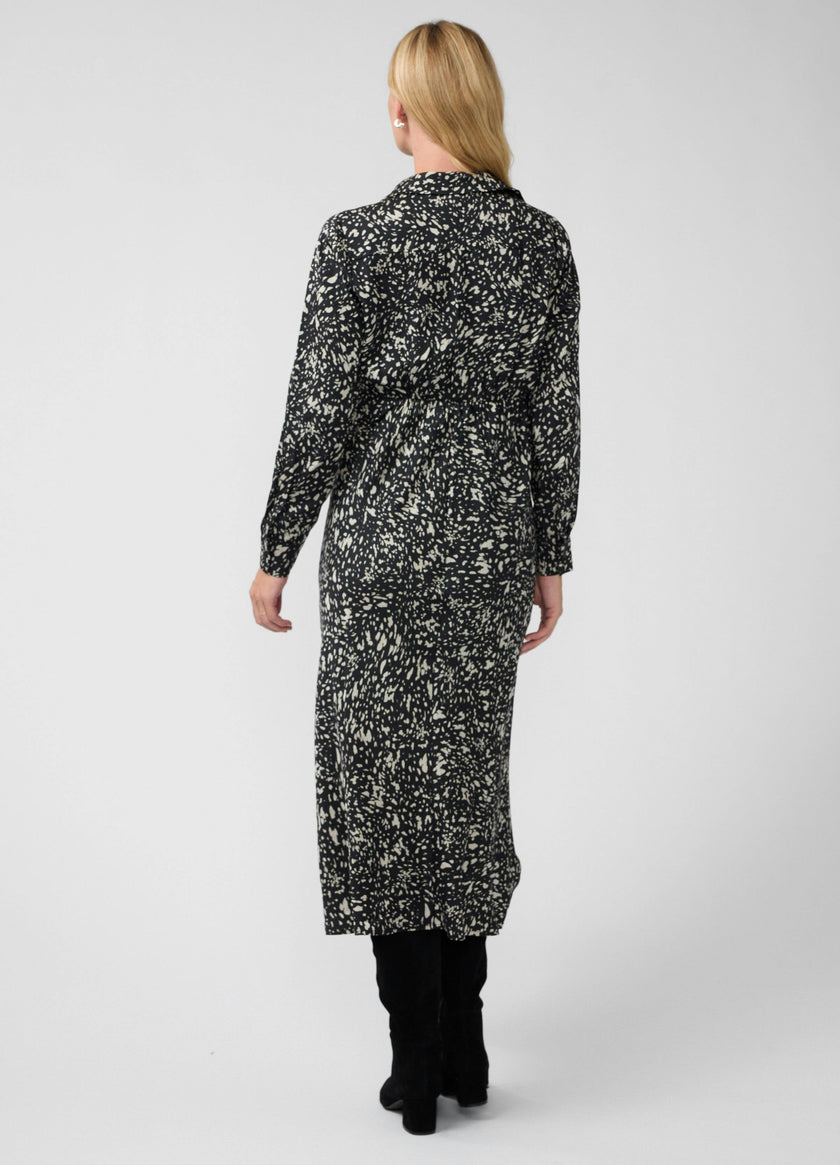 Tie Front Maternity Maxi Shirt Dress