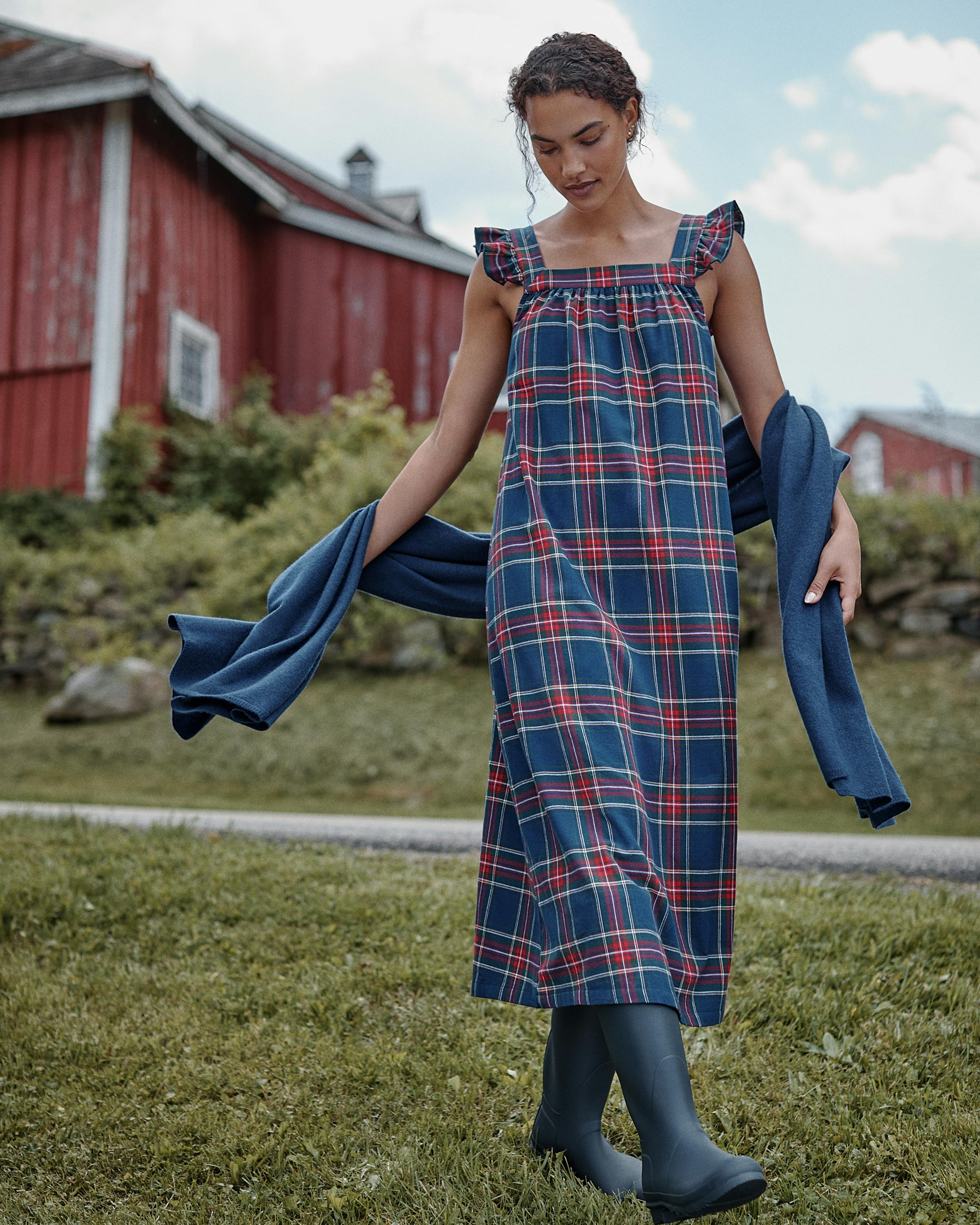 Women's Brushed Twill Clara Nightgown in Windsor Tartan
