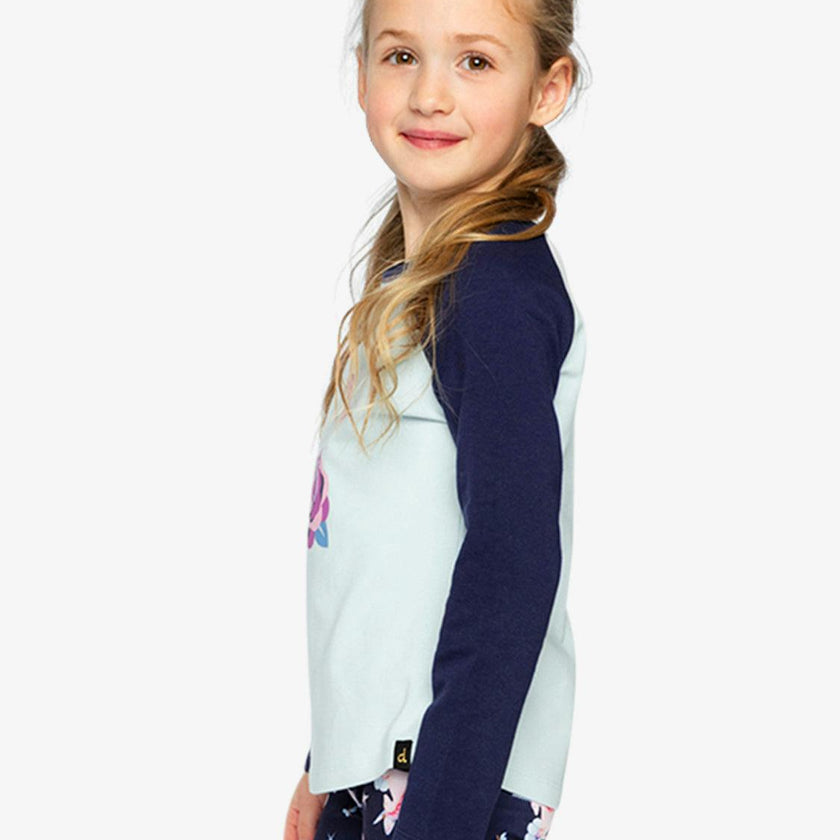 Raglan Organic Cotton T-Shirt Dark And Pale Blue
