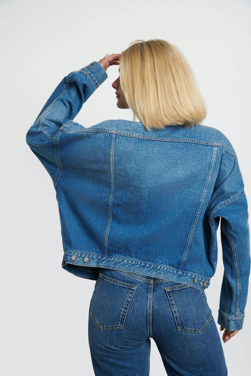 The Ryder Cropped Batwing Sleeve Denim Jacket
