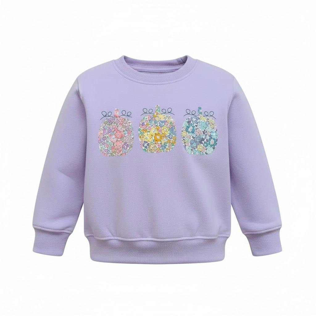 Liberty of London children's pumpkins design purple jumper
