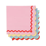 Packed Party Rainbow Ric Rac Assorted Lunch Napkins 20ct - Multicolor Ric Rac Detail 3-Ply Napkins in 5 Bold Color Combinations
