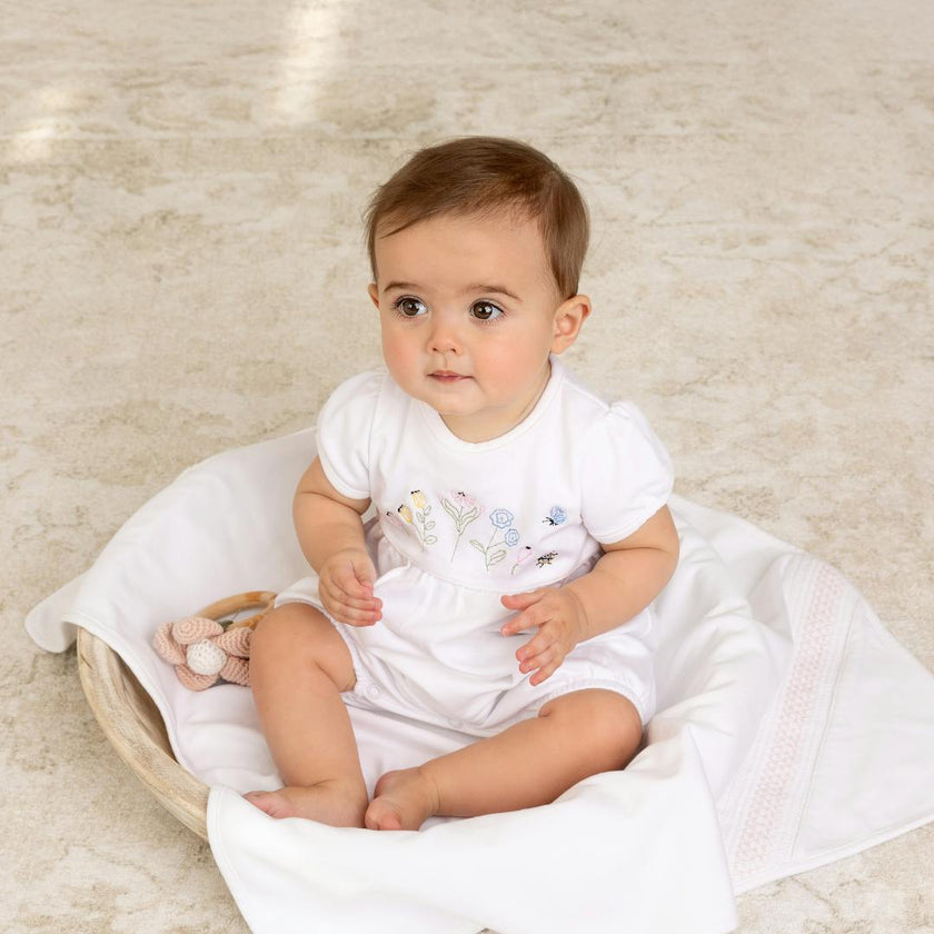 Garden Embroidered Cotton Shortall White