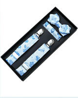 Blue Floral Pattern Suspenders Set