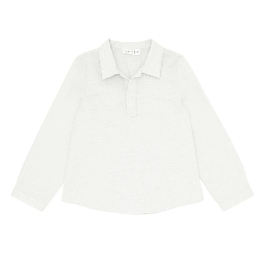 White Long Sleeve Pop Over Shirt