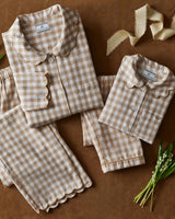 Women's Twill Colette Pajama Set in Camel Gingham