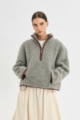wool kangaroo jacket - stone grey