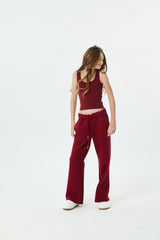 Cami Merlot French Terry Wide Leg Jogger - Ace