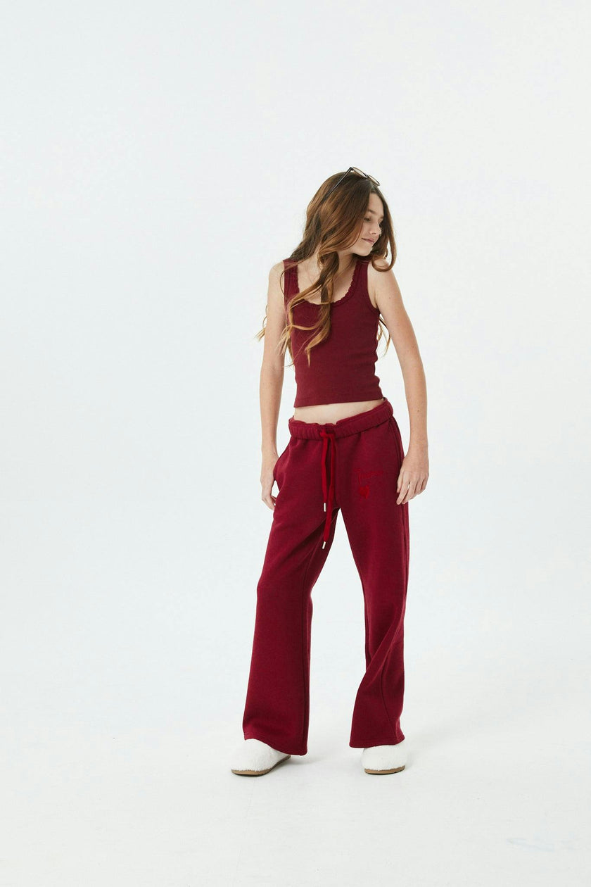 Cami Merlot French Terry Wide Leg Jogger - Ace